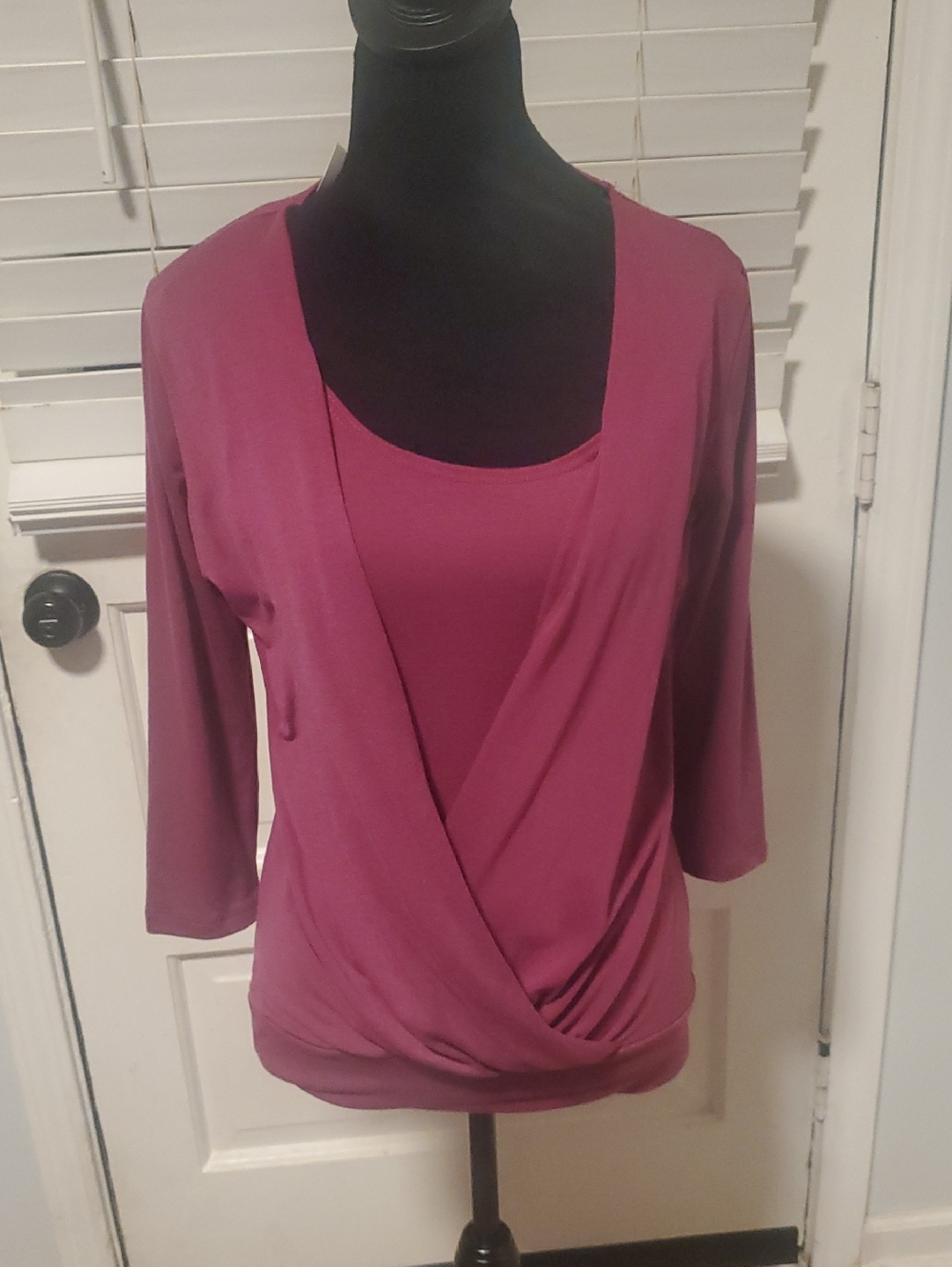 Deb Women's Plum Layered Surplice Top NWT
